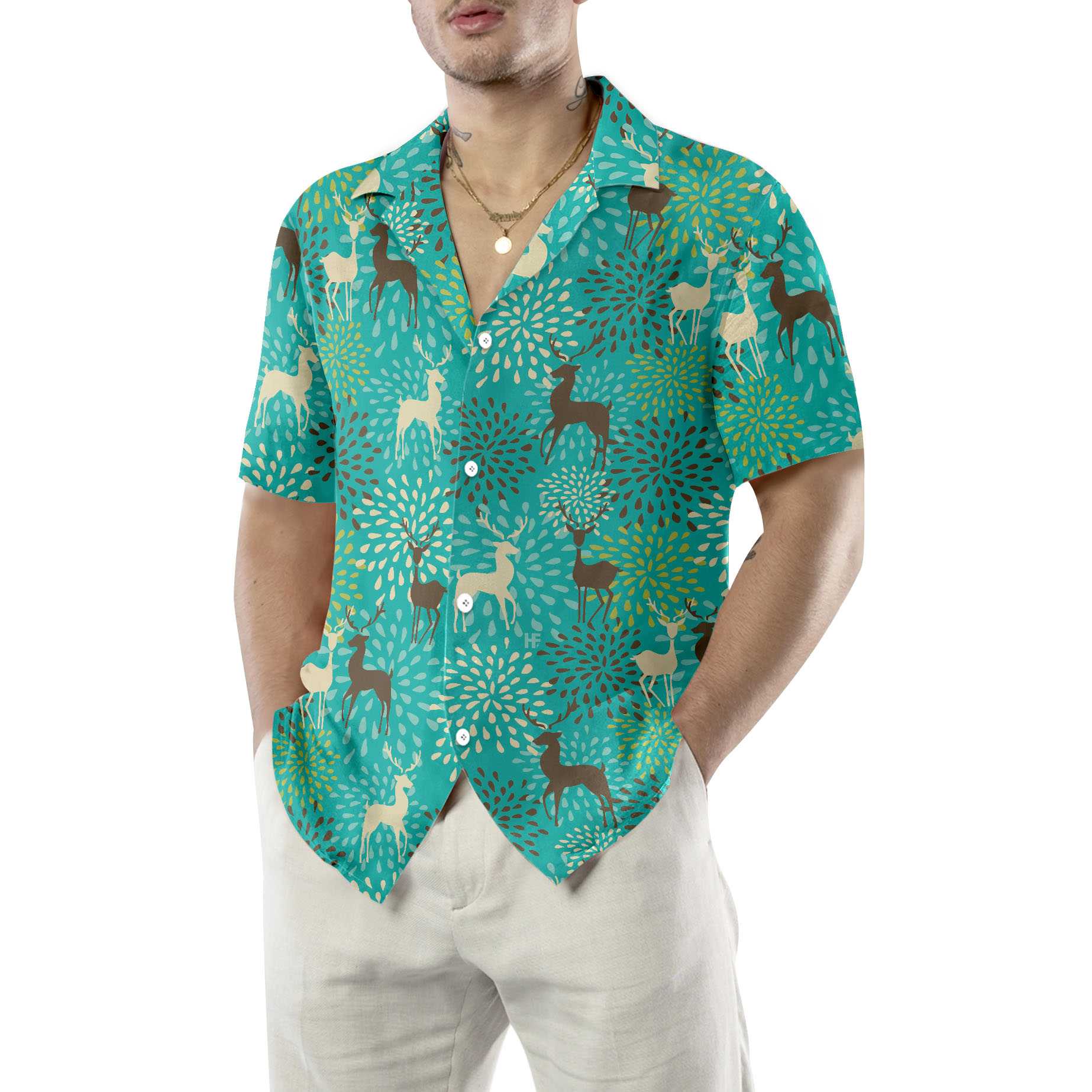 Vintage Christmas Reindeer Seamless Pattern Hawaiian Shirt Unique Gift For Christmas Aloha Shirt For Men and Women