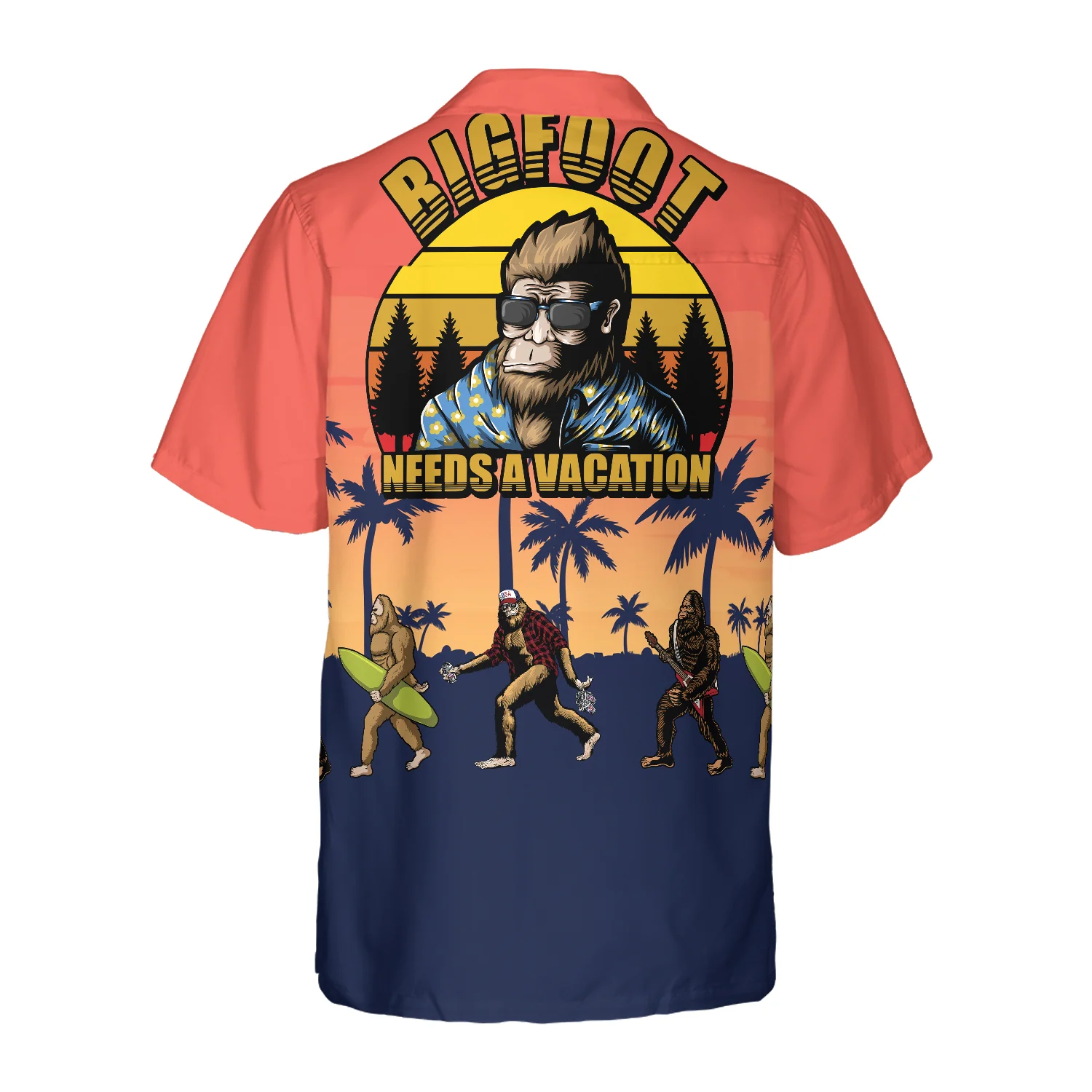 Bigfoot Needs A Vacation Bigfoot Hawaiian Shirt Vintage Dawn Palette Tropical Bigfoot Surfer Shirt Aloha Shirt For Men and Women