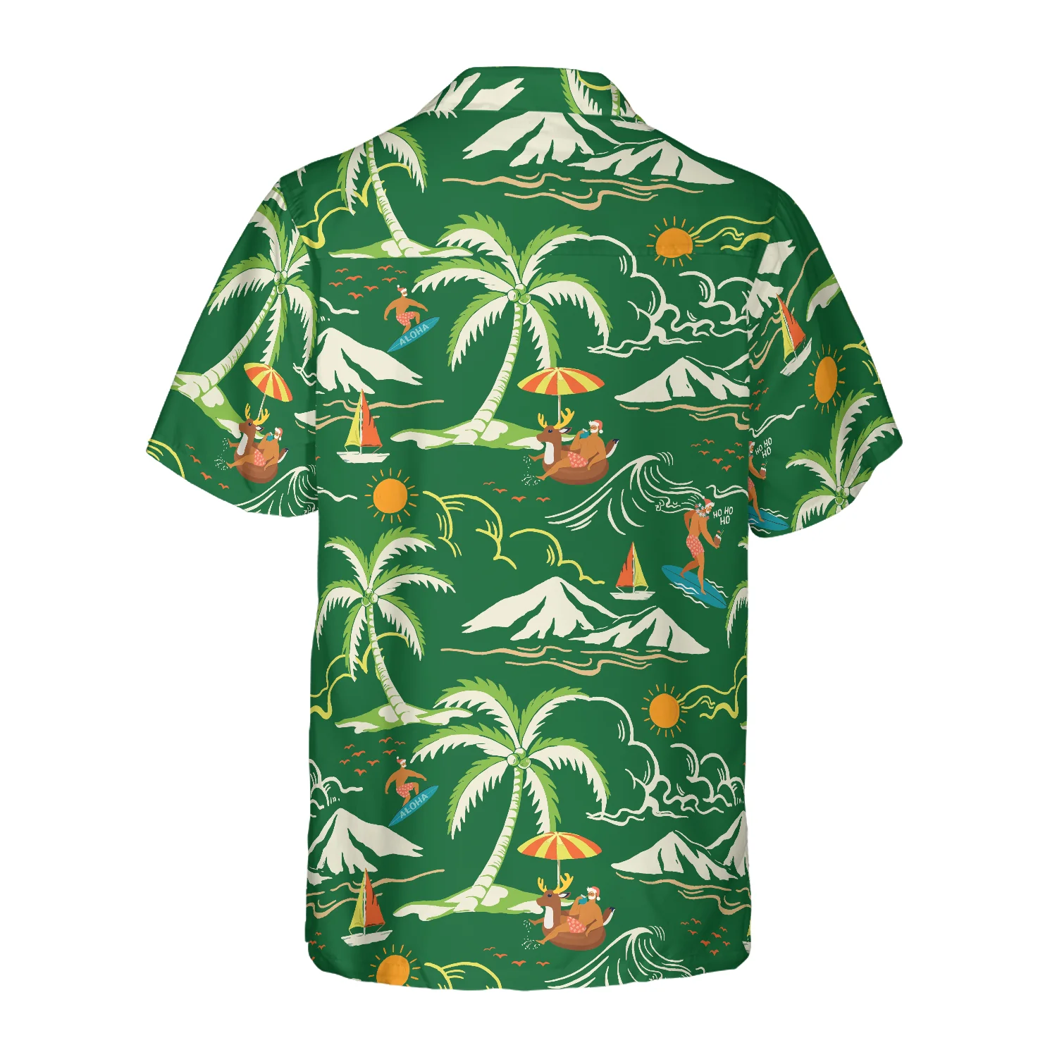 Hyperfavor Christmas Hawaiian Shirts Santa Beach Summer Pattern 2 Shirt Short Sleeve Christmas Shirt Idea Gift Aloha Shirt For Men and Women