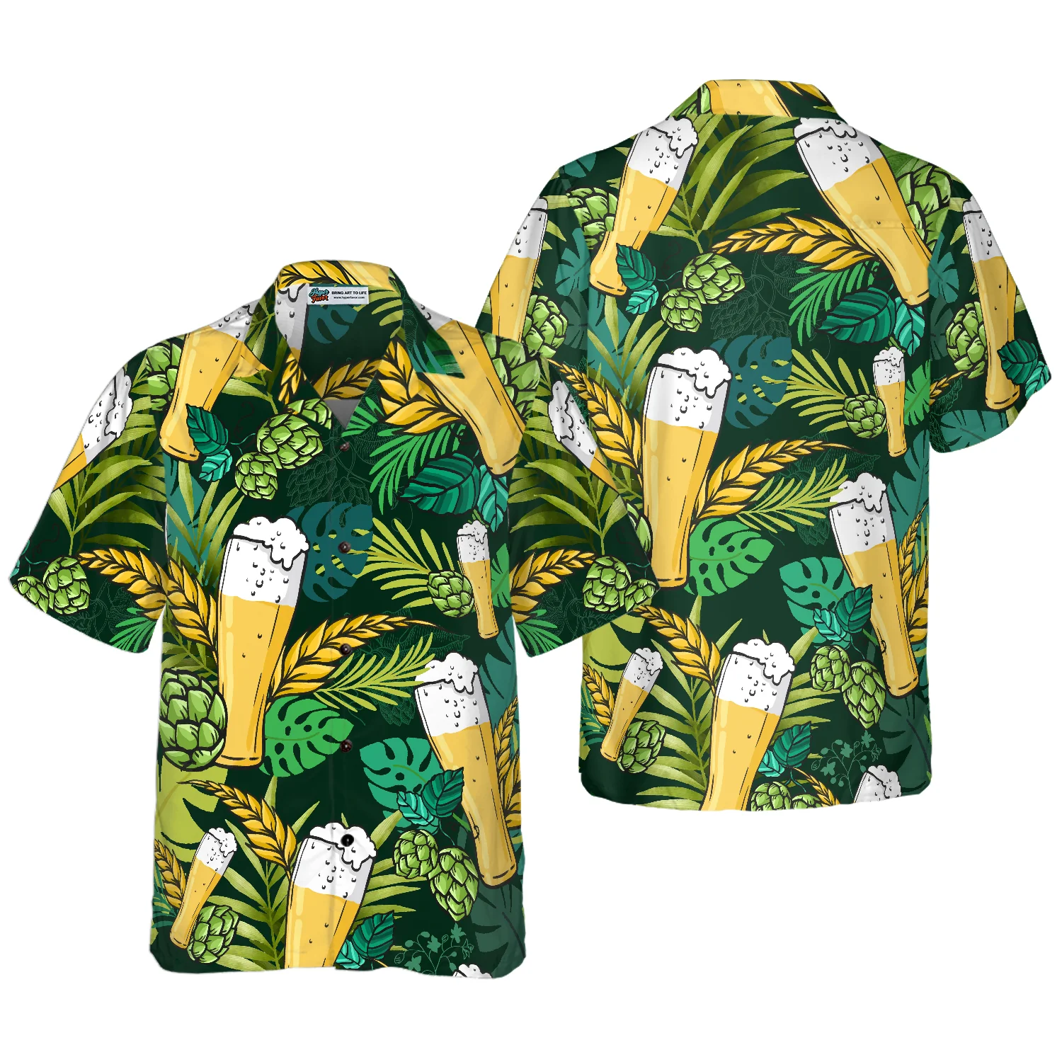 Beer Hawaiian Shirt Beer Lovers Aloha Shirts Green Tropical Shirt Aloha Shirt For Men and Women