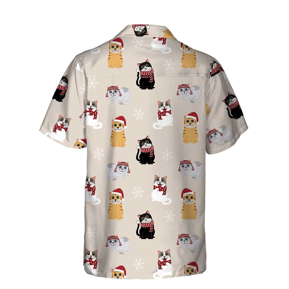 Cat Wearing Santa Claus Hat Hawaiian Shirt Christmas Cat Shirt Best Christmas Gift Aloha Shirt For Men and Women