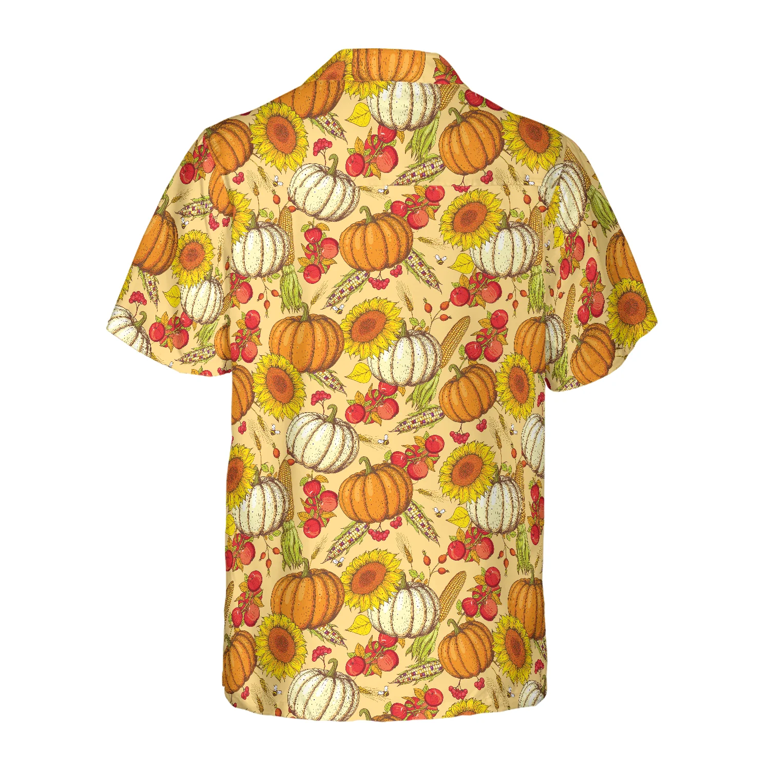 Colorful Hand Drawn Thanksgiving Pattern Hawaiian Shirt Aloha Shirt For Men and Women