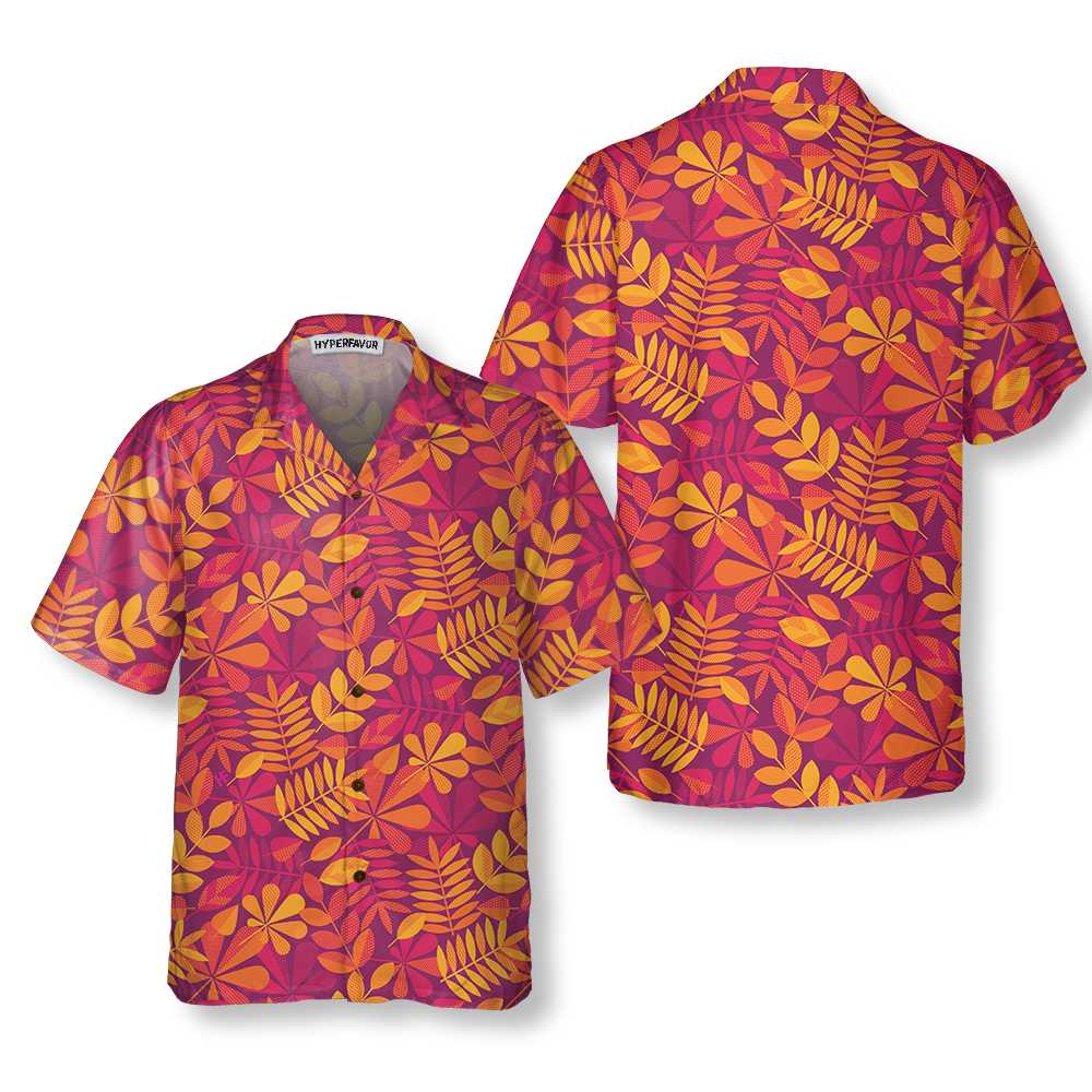 Autumn Leaves Seamless Pattern For Thanksgiving Hawaiian Shirt Fall Thanksgiving Shirt Gift For Thanksgiving Day Aloha Shirt For Men and Women