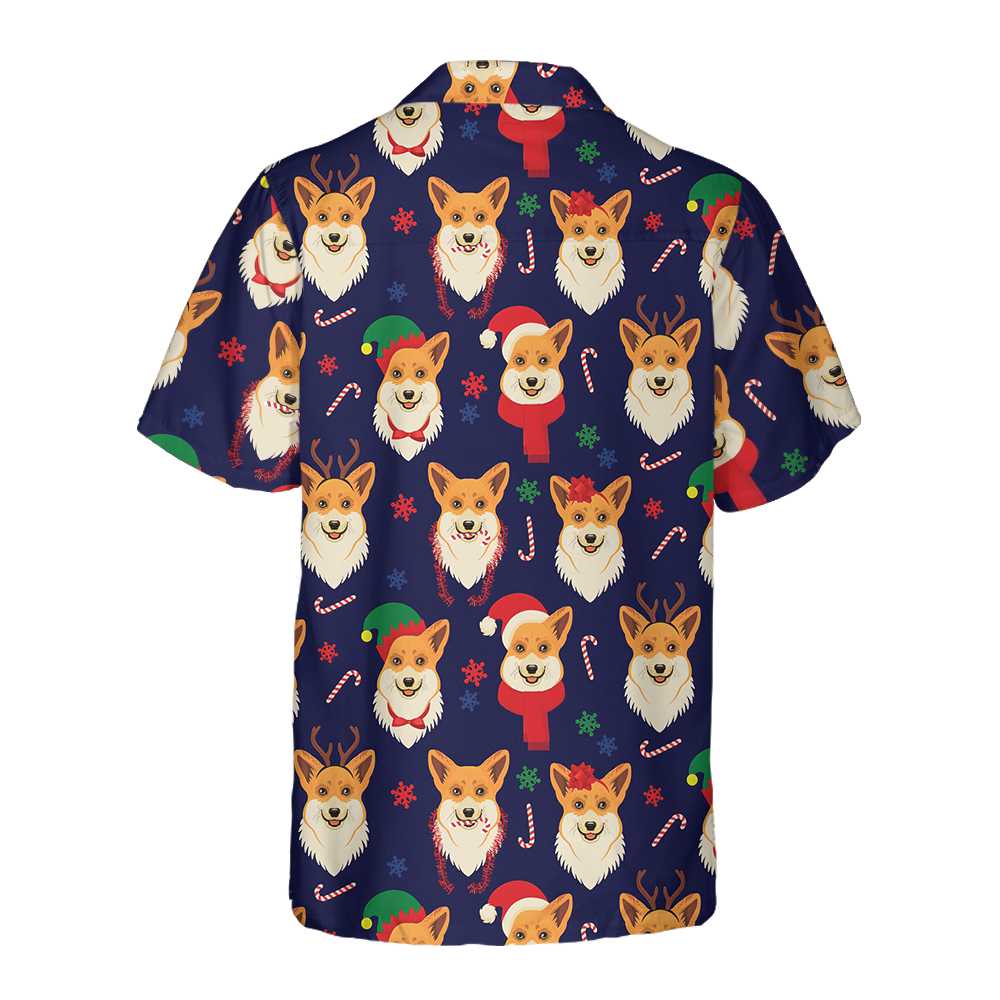 Christmas Corgis Pattern Hawaiian Shirt Funny Corgi Dog Christmas Shirt Christmas Gift For Dog Lovers Aloha Shirt For Men and Women