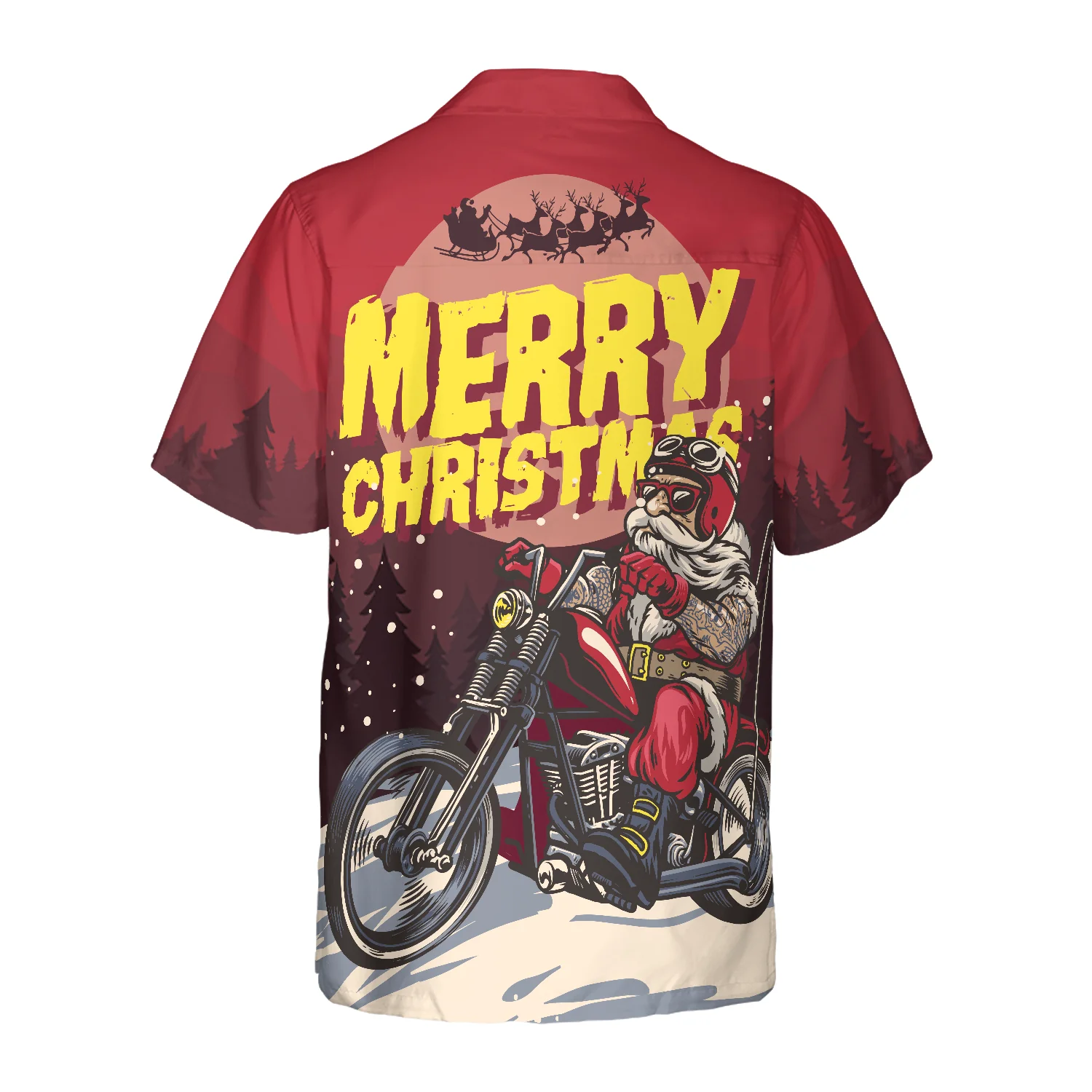 Hyperfavor Christmas Hawaiian Shirts  Santa Motobike Shirt Short Sleeve Christmas Shirt Idea Gift Aloha Shirt For Men and Women