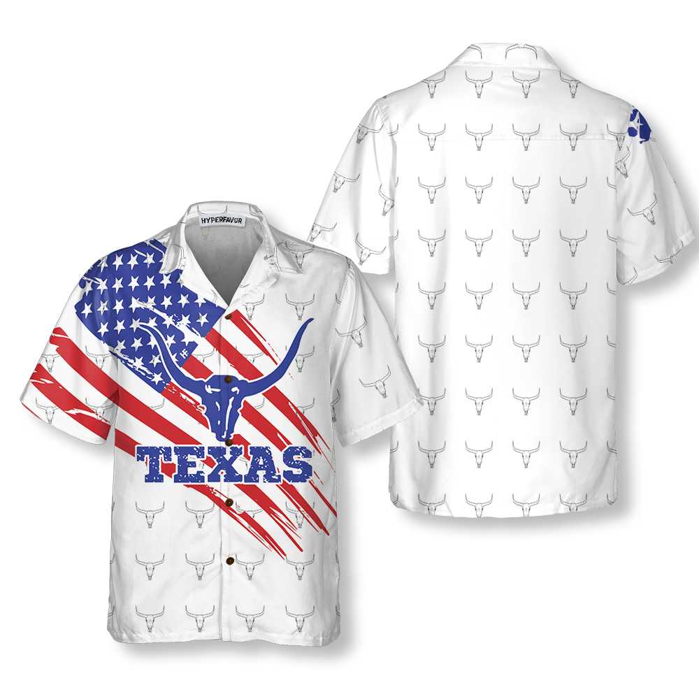 Texas Flag Longhorn Pattern Hawaiian Shirt Unique Texas Shirt Gift For Texas Lovers Aloha Shirt For Men and Women