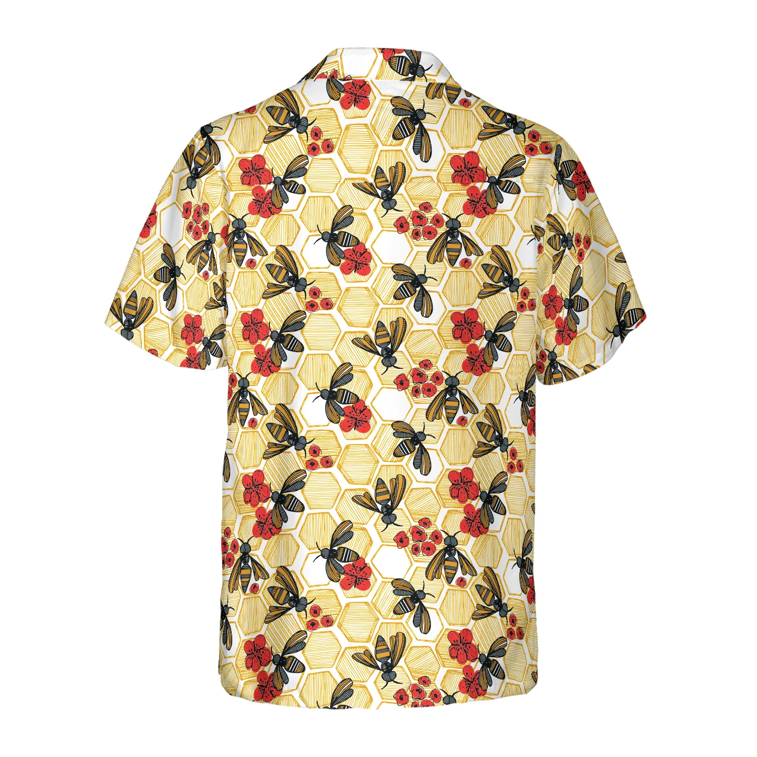 Honey Bee Hexagon Hawaiian Shirt Aloha Shirt For Men and Women