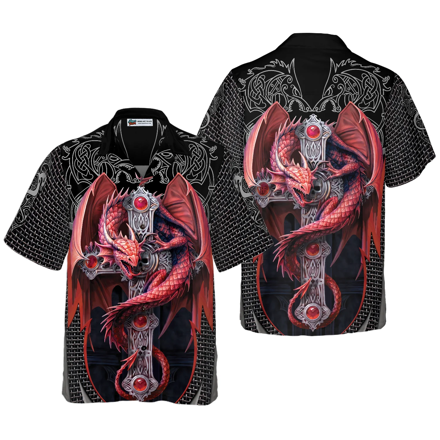 Fire Gothic Dragon Hawaiian Shirt Aloha Shirt For Men and Women