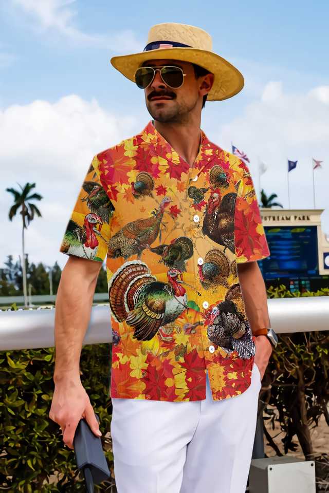 Thanksgiving Turkey Wishbone Hawaiian Shirt Fall Leaves And Gobble Shirt Best Gift For Thanksgiving Day Aloha Shirt For Men and Women