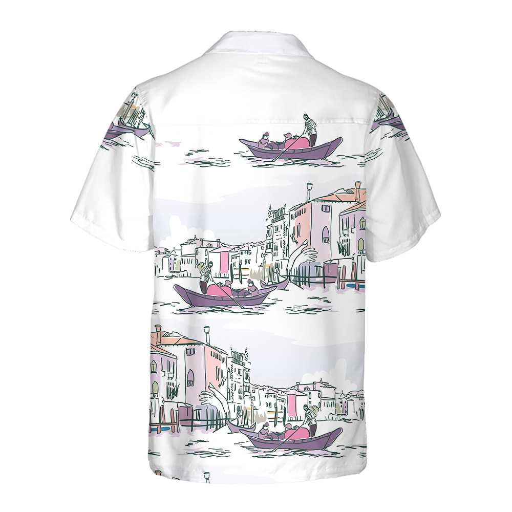 Venice Boat Hawaiian Shirt Short Sleeve Sailboat Shirt Unique Nautical Shirt Aloha Shirt For Men and Women