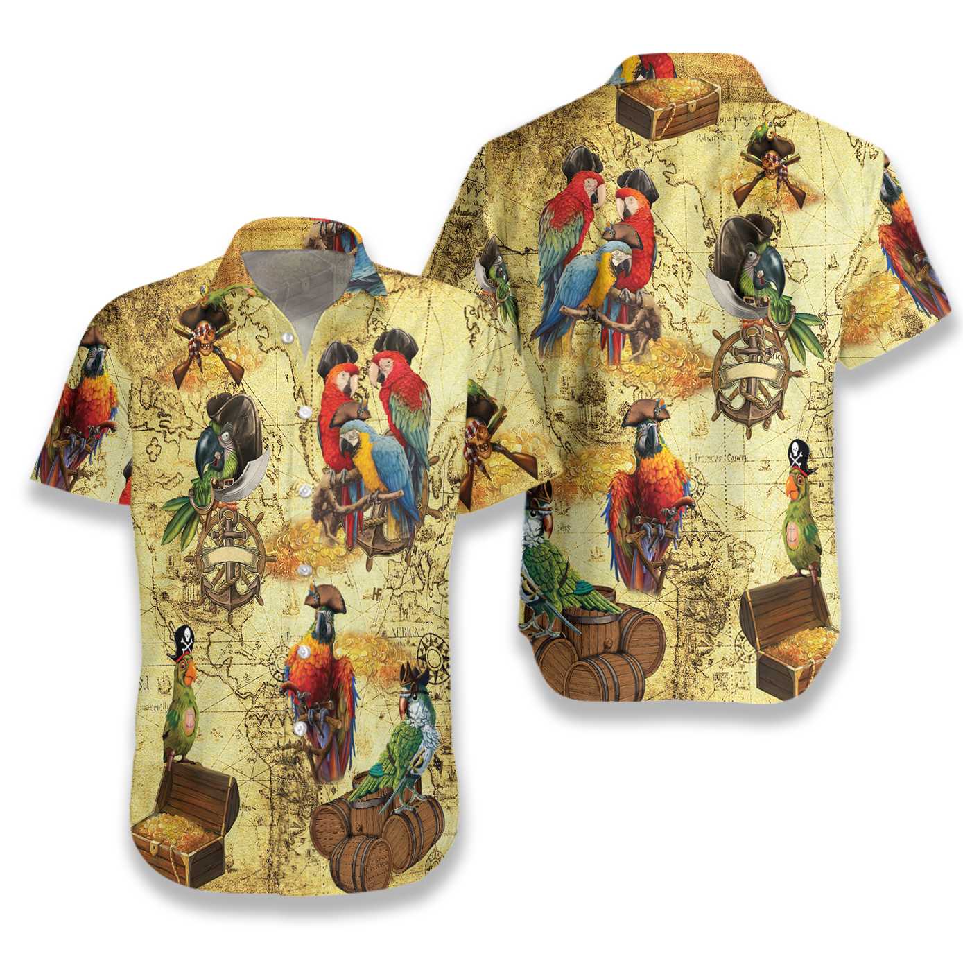 AMAZING PIRATE PARROTS Hawaiian Shirt Aloha Shirt For Men and Women