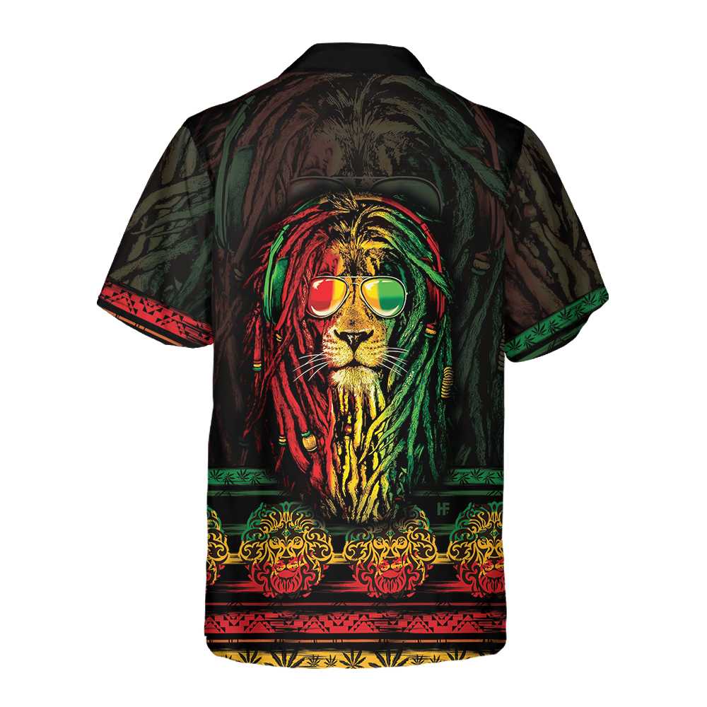 Rasta Lion With Cannabis Marijuana Lion Hawaiian Shirt Button Up Lion Shirt  Women Cool Gift For Lion Lover Aloha Shirt For Men and Women