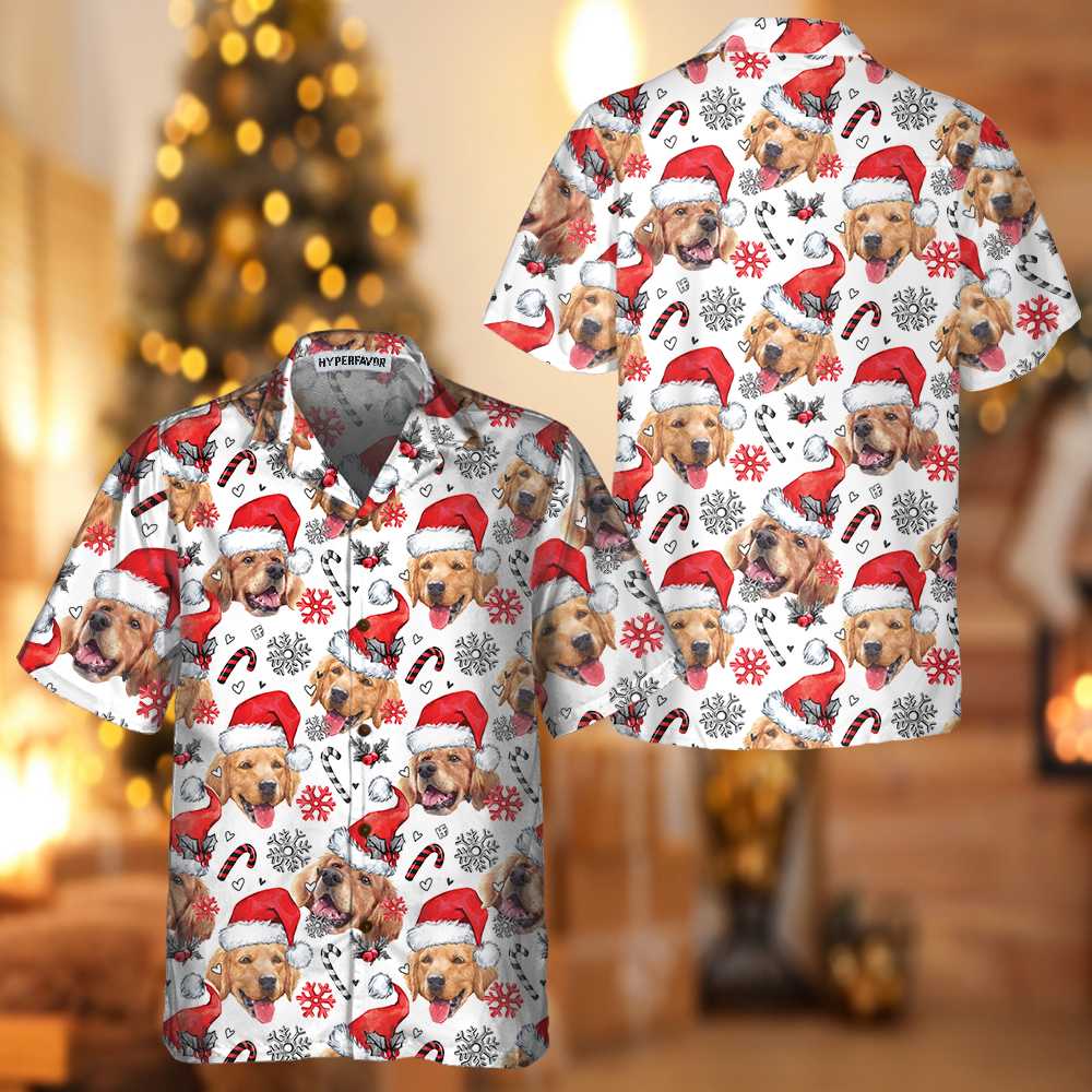 Golden Retriever Santa Hawaiian Shirt Funny Christmas Dog Shirt  Women Best Christmas Gift Aloha Shirt For Men and Women