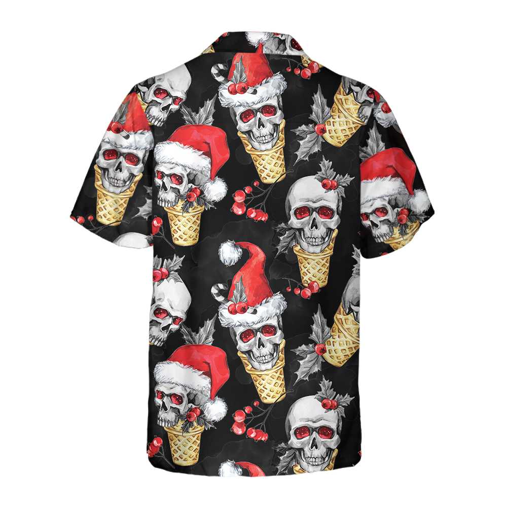 Christmas Skulls With Waffle Cone Hawaiian Shirt Funny Skull Christmas Shirt Best Gift For Christmas Aloha Shirt For Men and Women