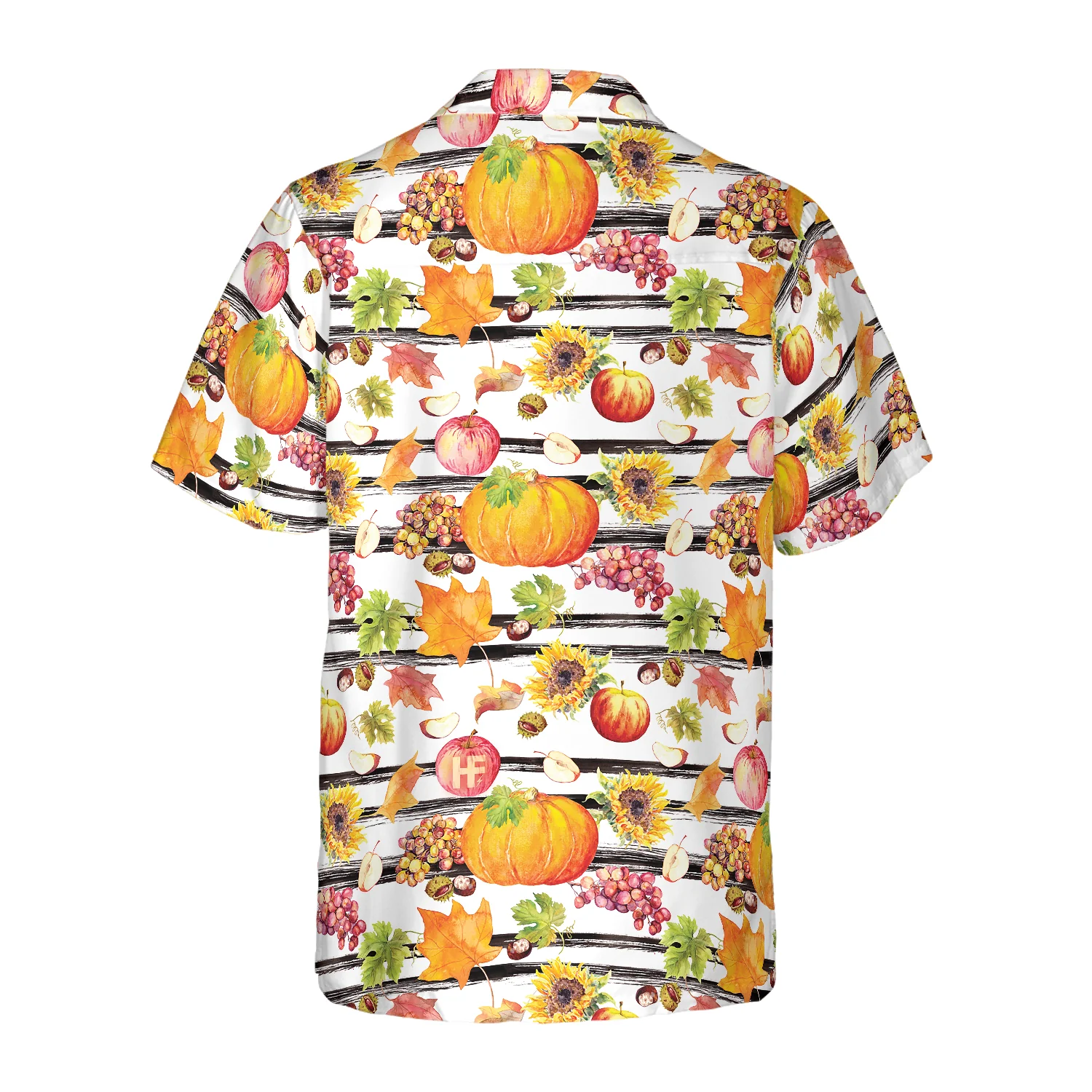 Watercolor Thanksgiving Vegetables With Black Stripes Hawaiian Shirt Aloha Shirt For Men and Women