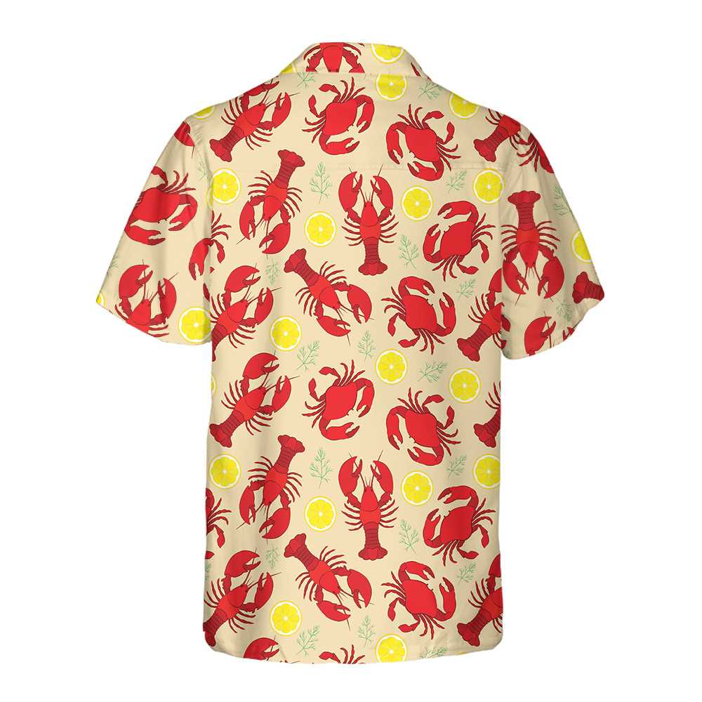 Lobster Crab And Lemon Pattern Hawaiian Shirt Unique Lobster Shirt Lobster Print Shirt For Adults Aloha Shirt For Men and Women