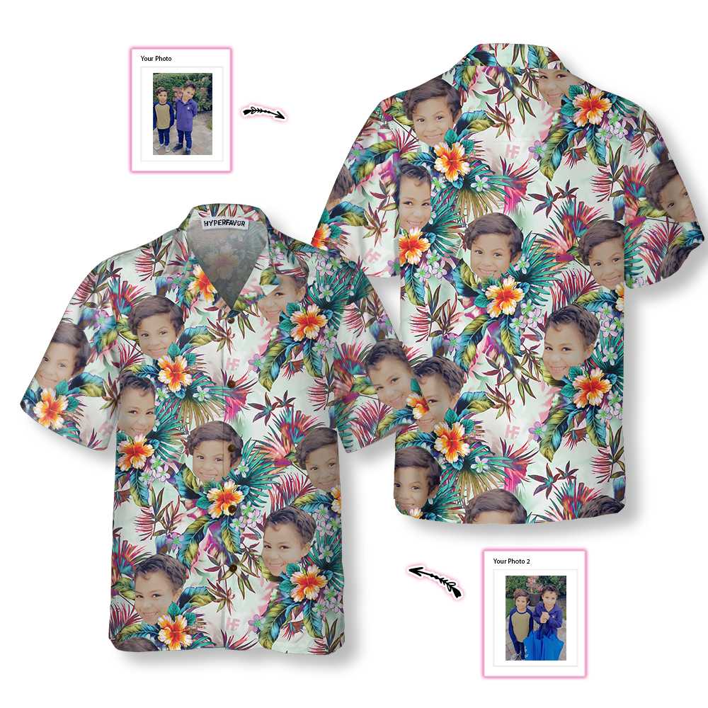 Personalized Custom Face With Tropical Flowers Hawaiian Shirt Aloha Shirt For Men and Women