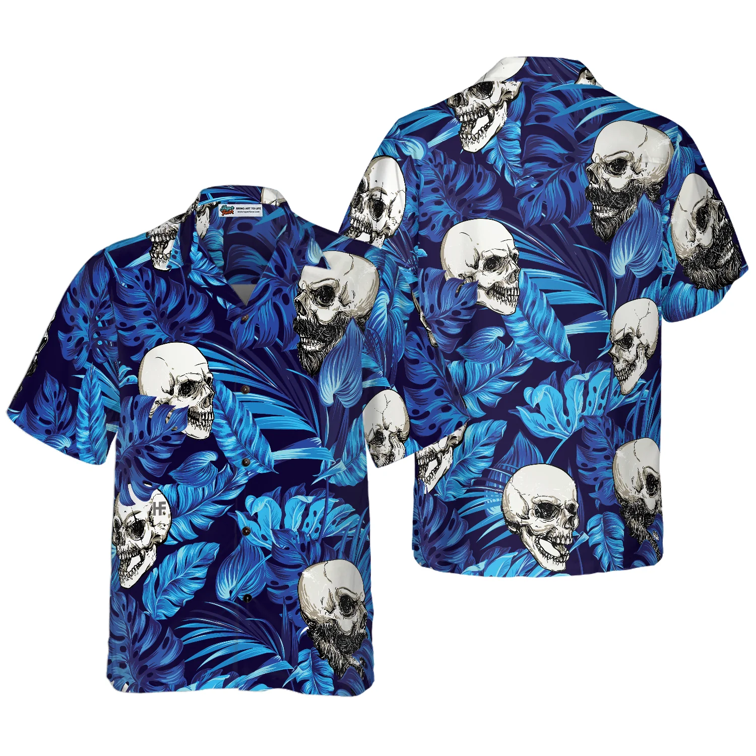 Blue Tropical Floral Summer And Skull Hawaiian Shirt Aloha Shirt For Men and Women