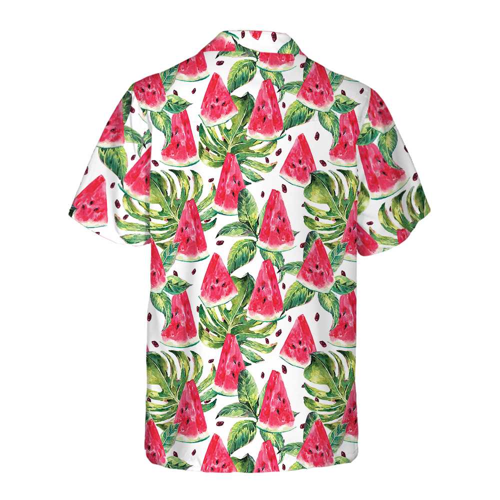 Exotic Summer Watermelon Hawaiian Shirt Tropical Leaves And Watermelon Print Shirt Aloha Shirt For Men and Women