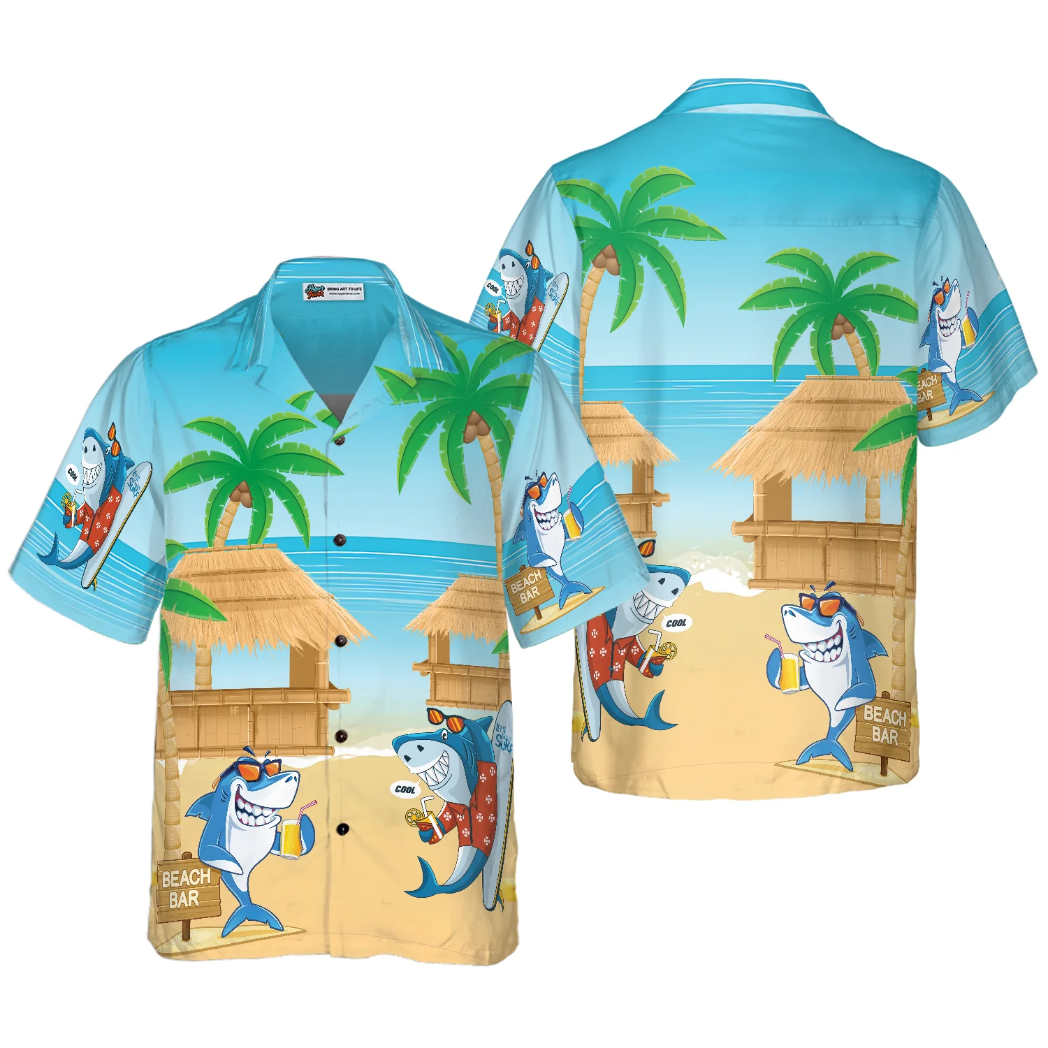 Sharks Party On The Beach Hawaiian Shirt Aloha Shirt For Men and Women