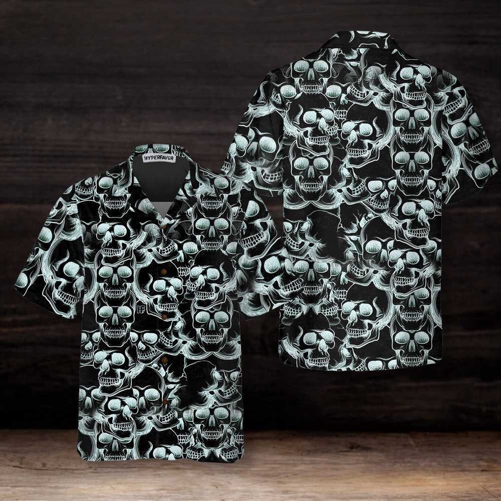 Skull Head Drawing Pattern Hawaiian Shirt Skull Art Shirt Best Skull Shirt Aloha Shirt For Men and Women