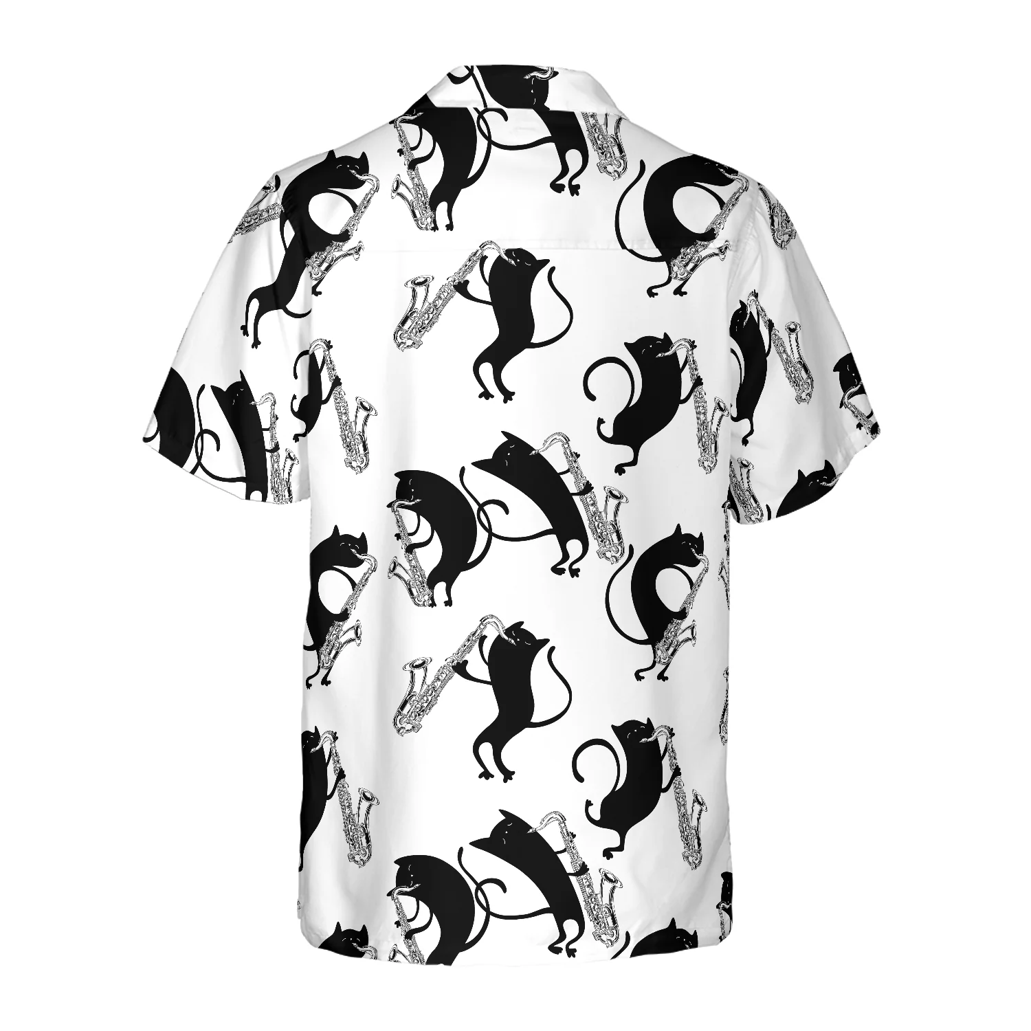 Cats Play Saxophone Hawaiian Shirt Aloha Shirt For Men and Women