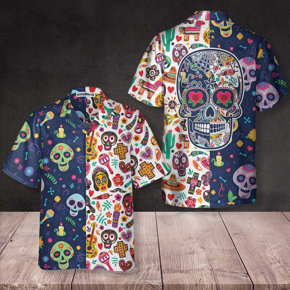 Dia De Los Muertos Mexican Skulls Flower Hawaiian Shirt Best Day Of The Dead Gift Aloha Shirt For Men and Women