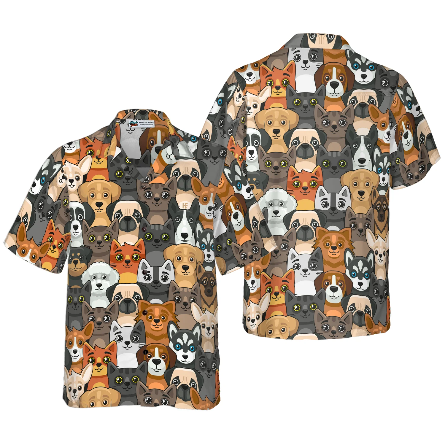 Cats And Dogs Seamless Pattern Hawaiian Shirt Aloha Shirt For Men and Women