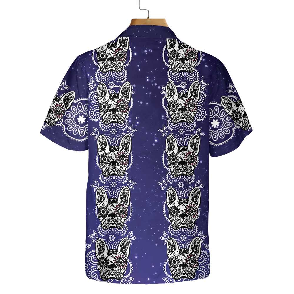 French Bulldog Sugar Skull Hawaiian Shirt Mexican Style Bulldog Shirt Gift For French Bulldog Lovers Aloha Shirt For Men and Women