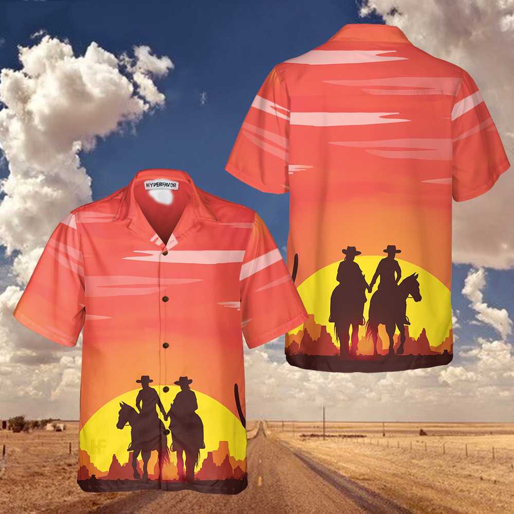 Texas Couple Cowboy Texas Hawaiian Shirt Vinatge Texas Cowboy Shirt For Texans Aloha Shirt For Men and Women