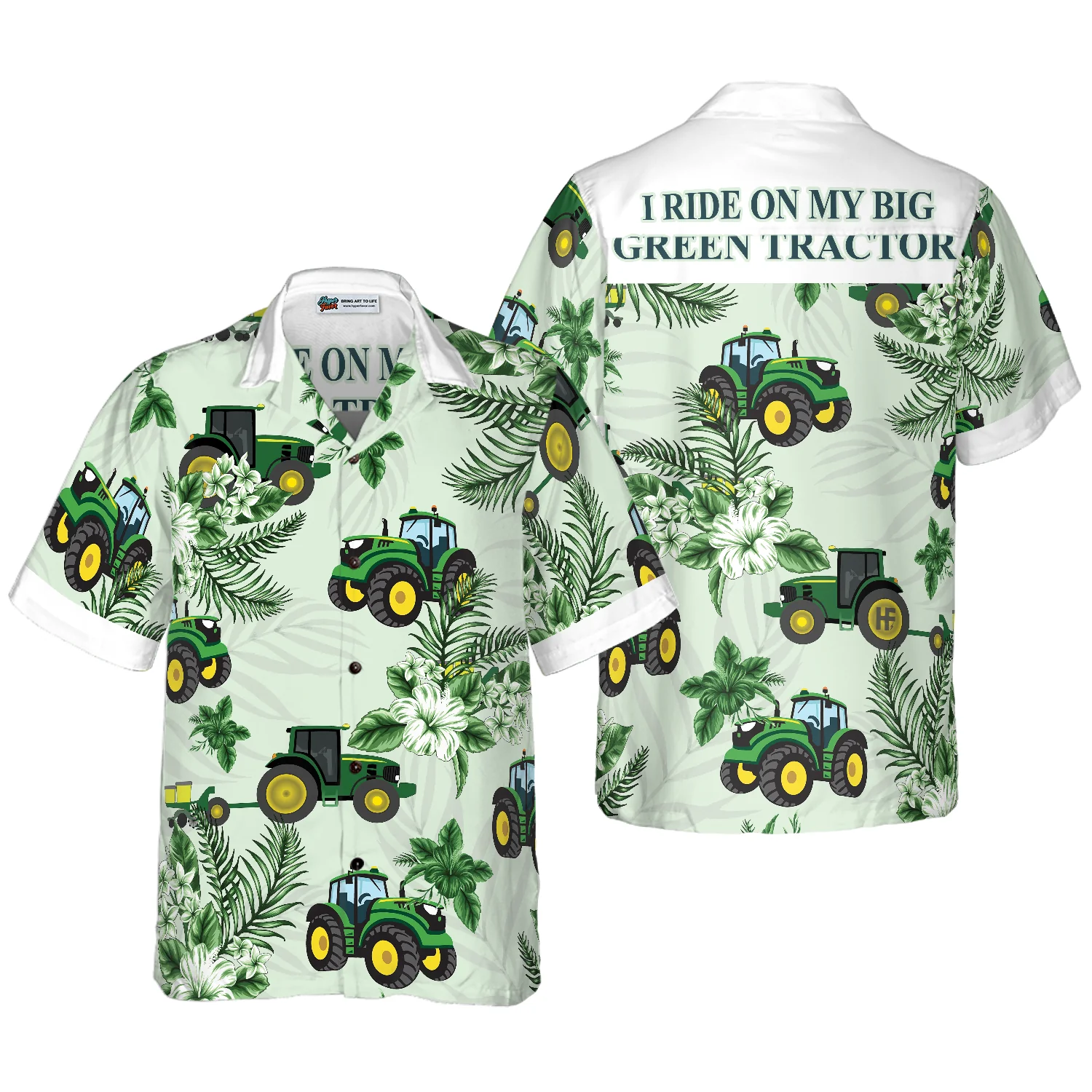 Cool Green Tractor Hawaiian Shirt Aloha Shirt For Men and Women