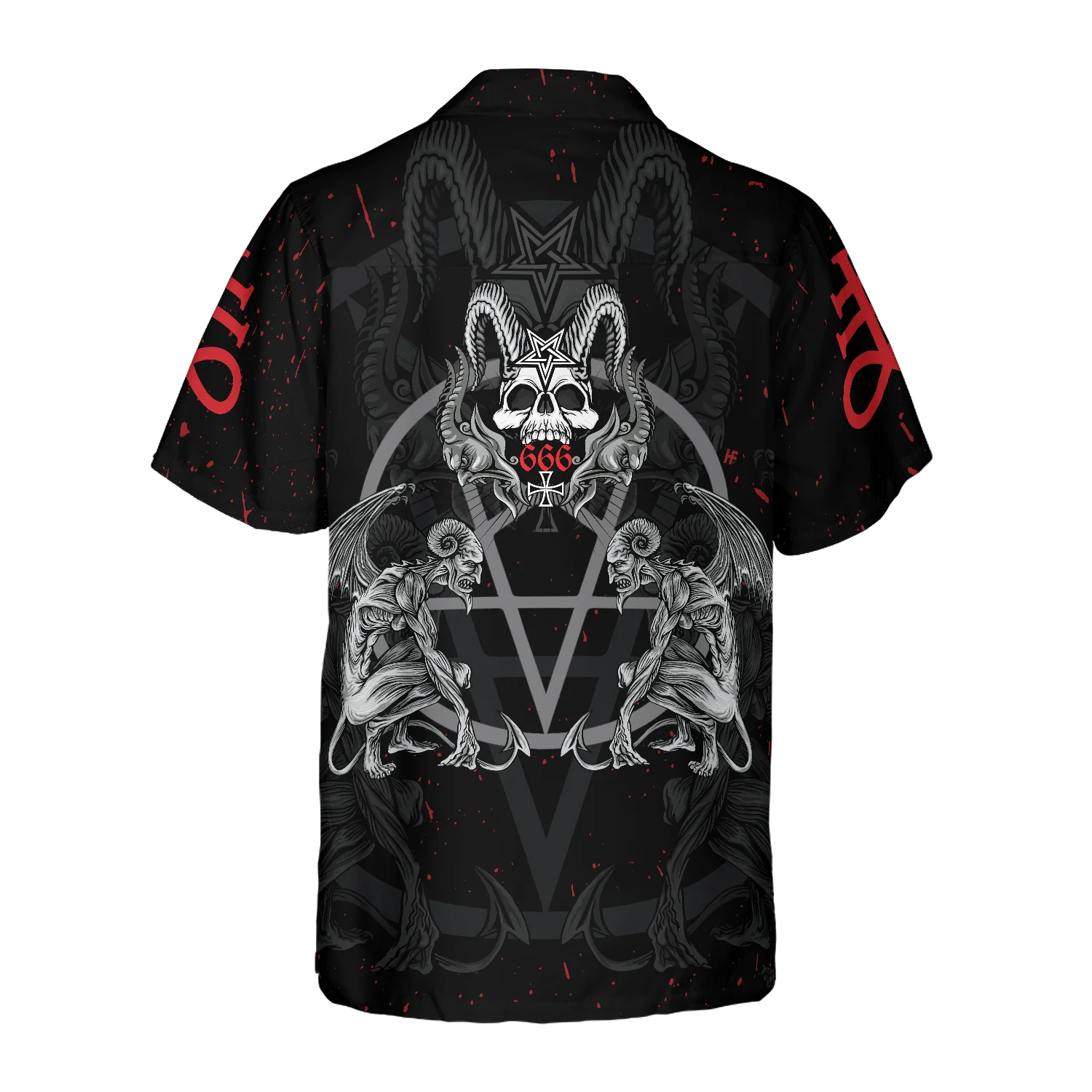 Demon With Skull Pentagram Satanic Goth Gothic Hawaiian Shirt Aloha Shirt For Men and Women