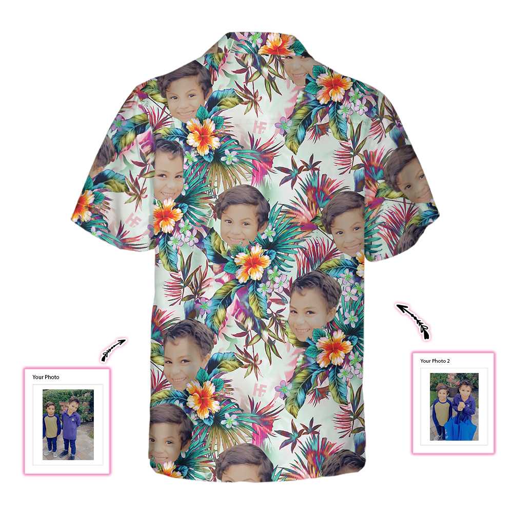 Personalized Custom Face With Tropical Flowers Hawaiian Shirt Aloha Shirt For Men and Women