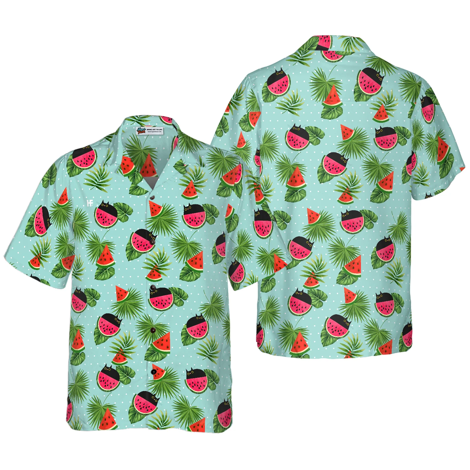 Cat Watermelon Hawaiian Shirt Aloha Shirt For Men and Women