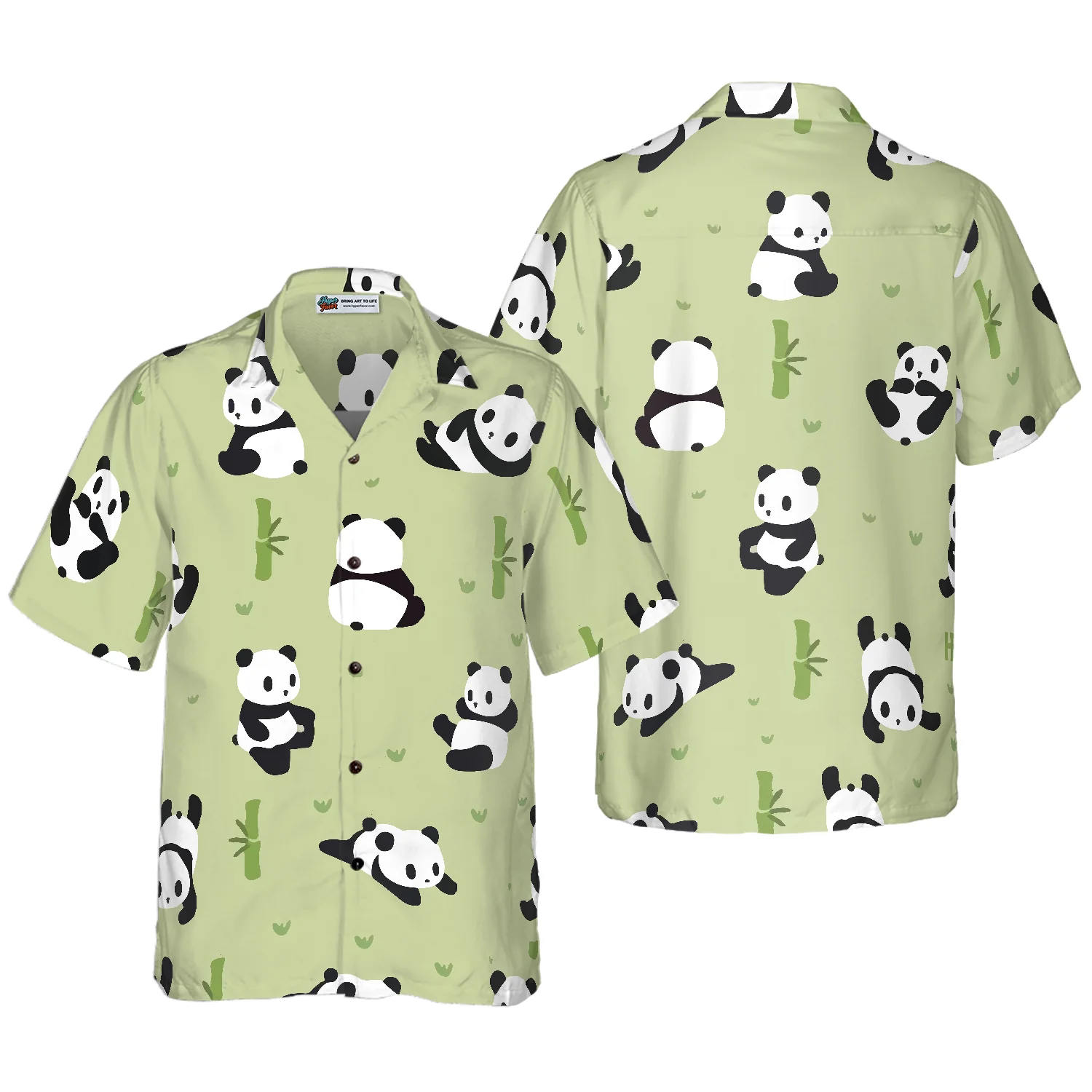 Panda Leaf Pattern Hawaiian Shirt Aloha Shirt For Men and Women