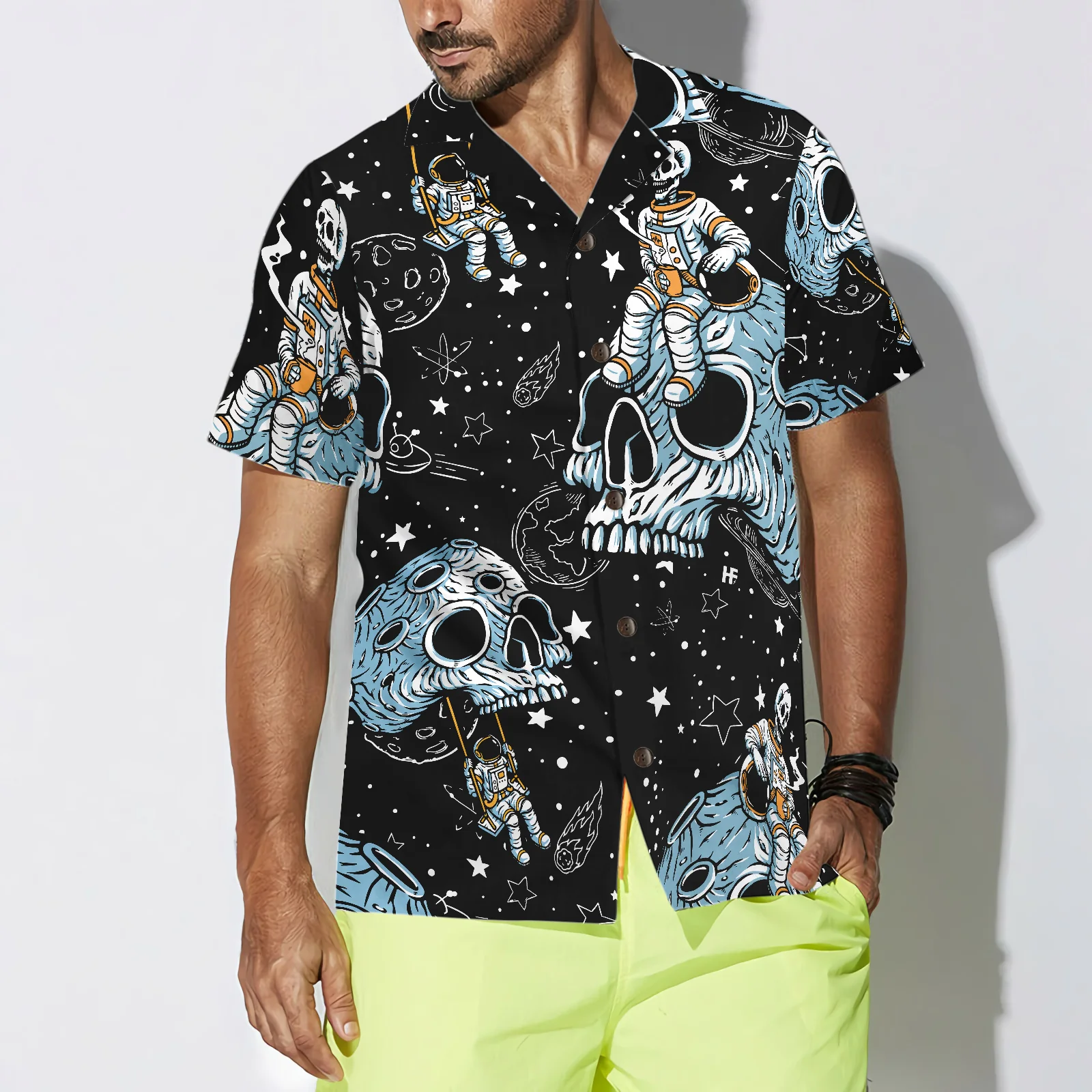 Lonely Skull Planet Outta Space Hawaiian Shirt Aloha Shirt For Men and Women