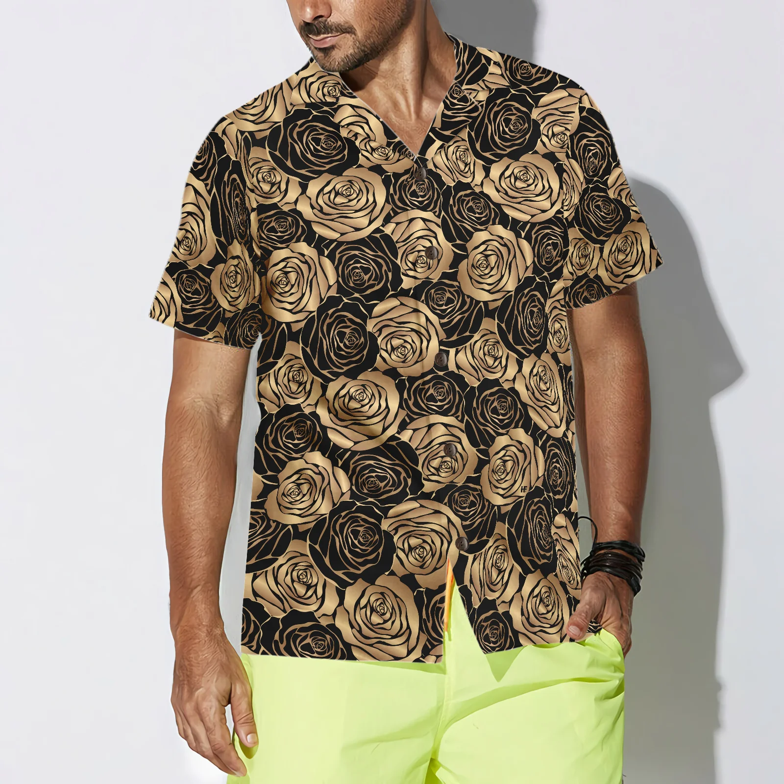 Midnight Rose Gold Hawaiian Shirt Aloha Shirt For Men and Women