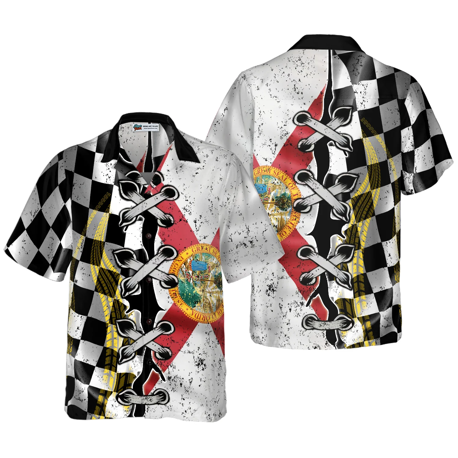 Florida Racing Flag Hawaiian Shirt Aloha Shirt For Men and Women