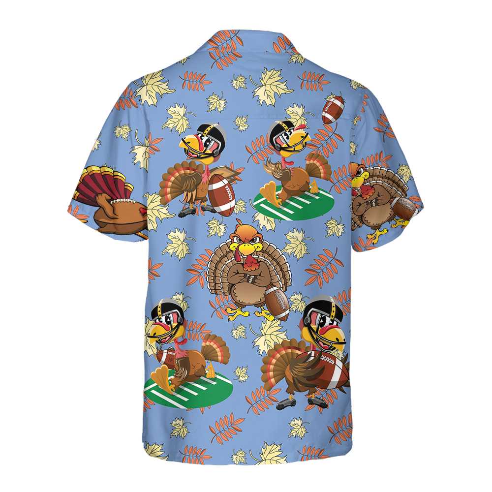 Turkey Playing American Football Thanksgiving Hawaiian Shirt Funny Turkey Hawaiian  Gift For Thanksgiving Day Aloha Shirt For Men and Women