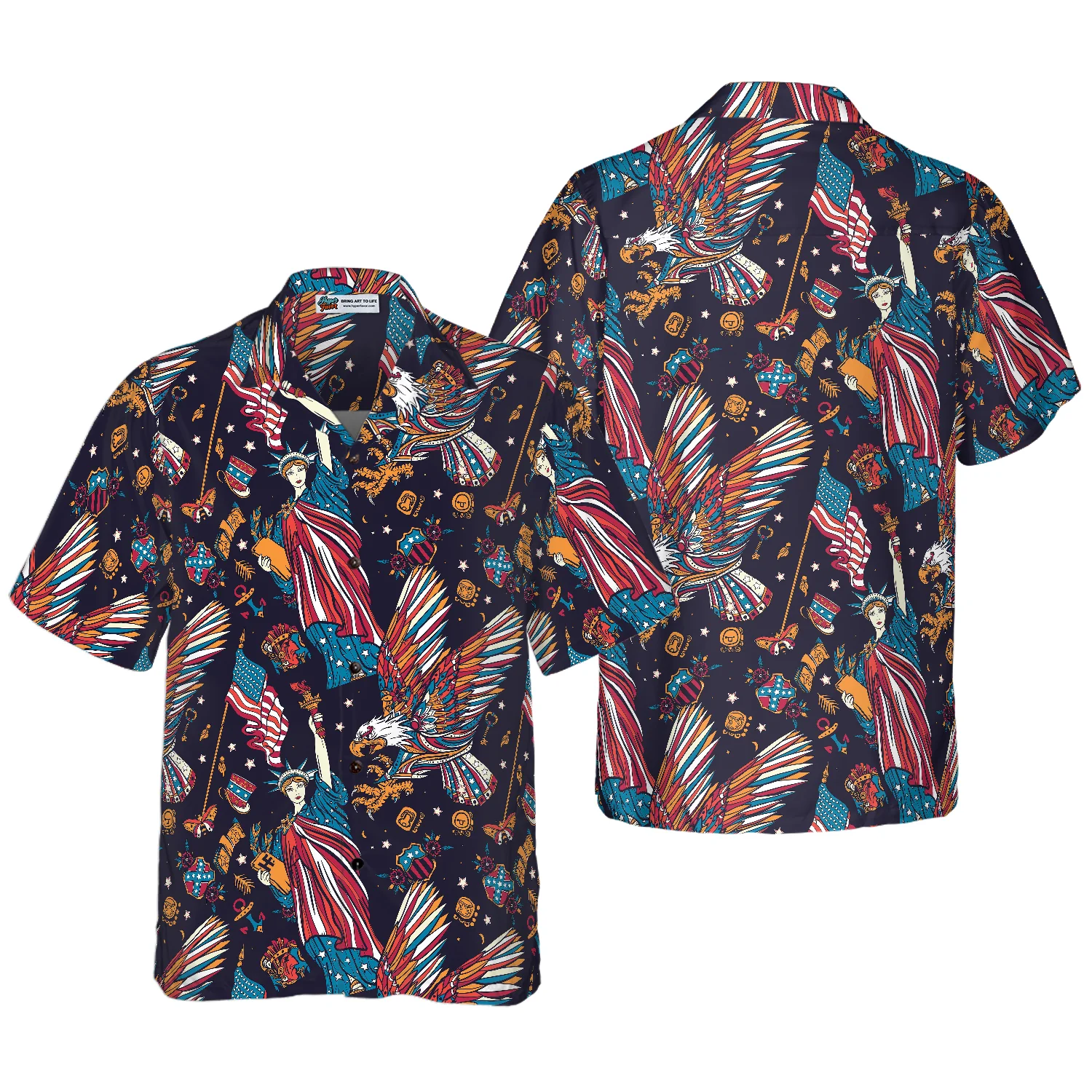 Tattoo Style American Eagle Shirt Hawaiian Shirt Aloha Shirt For Men and Women