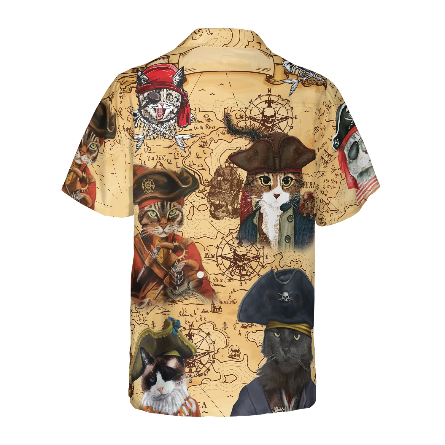 Pirate Cat Hawaiian Shirt Aloha Shirt For Men and Women