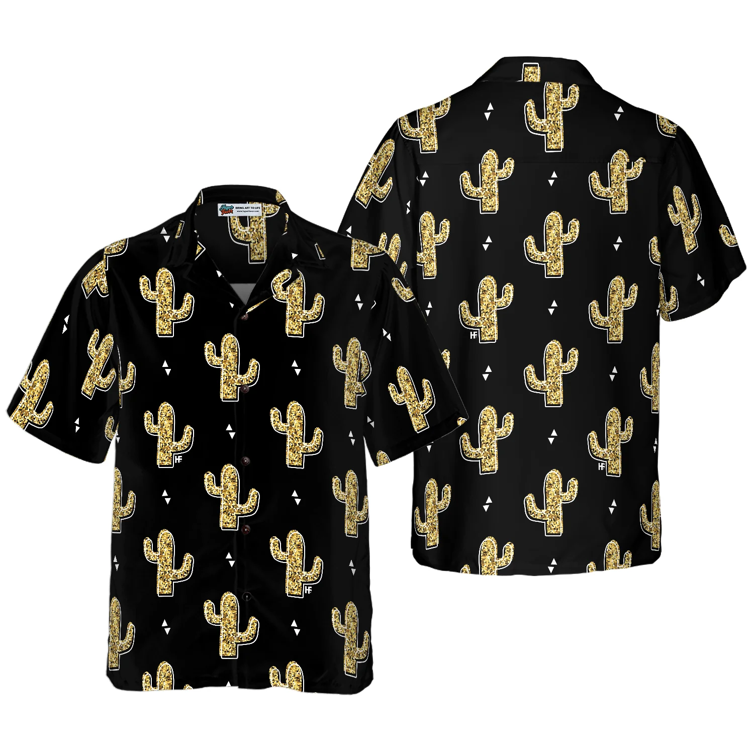 Golden Cactuses Hawaiian Shirt Aloha Shirt For Men and Women