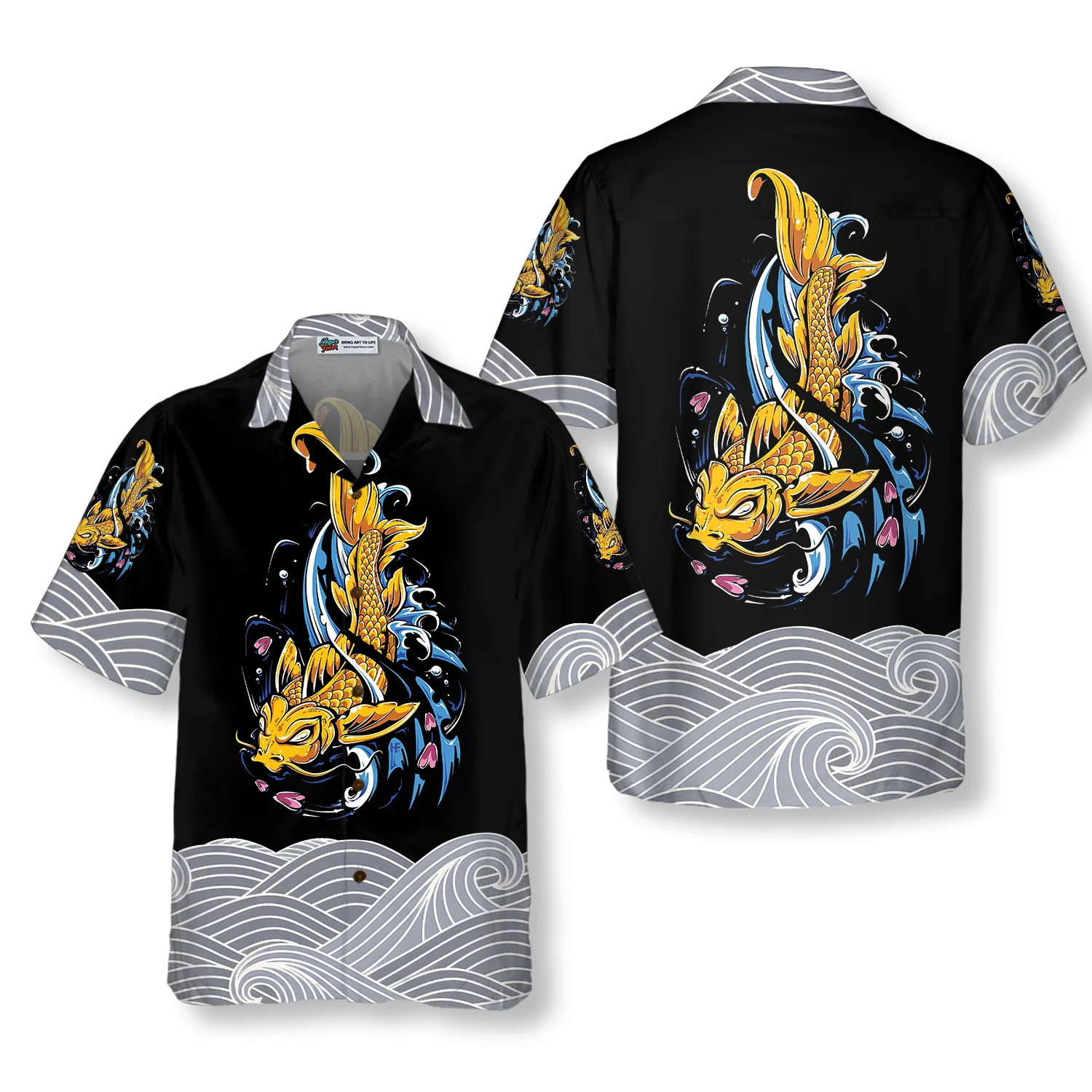 Koi Fish On Waves Hawaiian Shirt Aloha Shirt For Men and Women