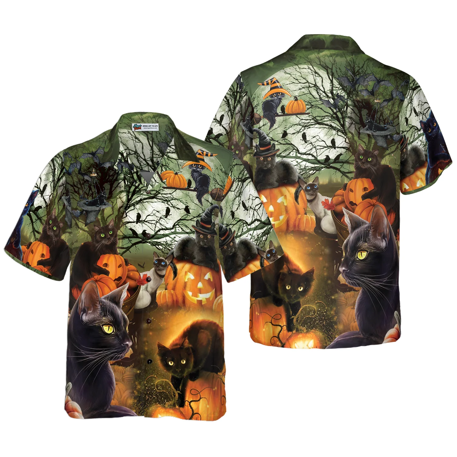 Black Cat  The Pumpkin Halloween Hawaiian Shirt Halloween Shirt Aloha Shirt For Men and Women