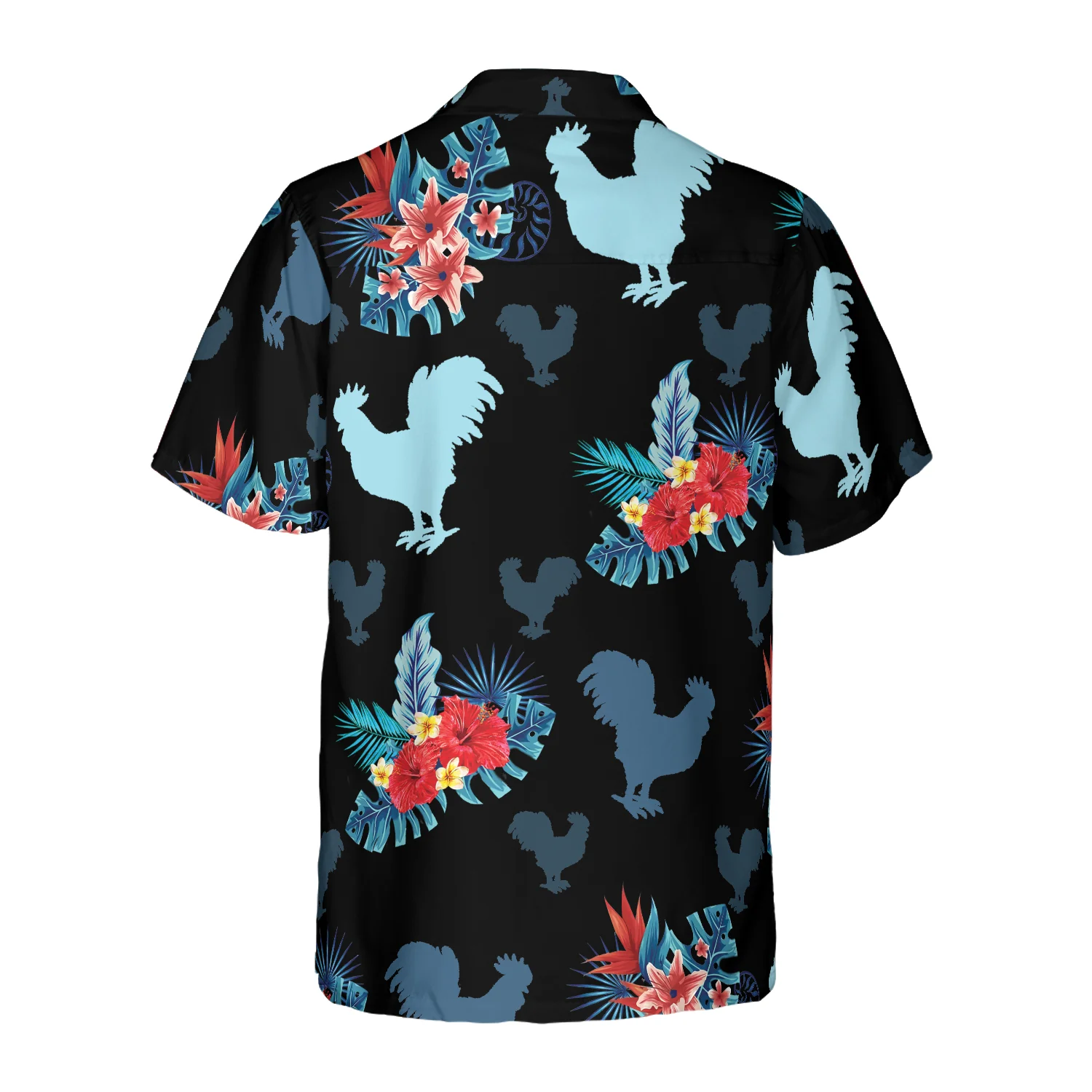 Rooster In Tropical Blue Hawaiian Shirt Aloha Shirt For Men and Women