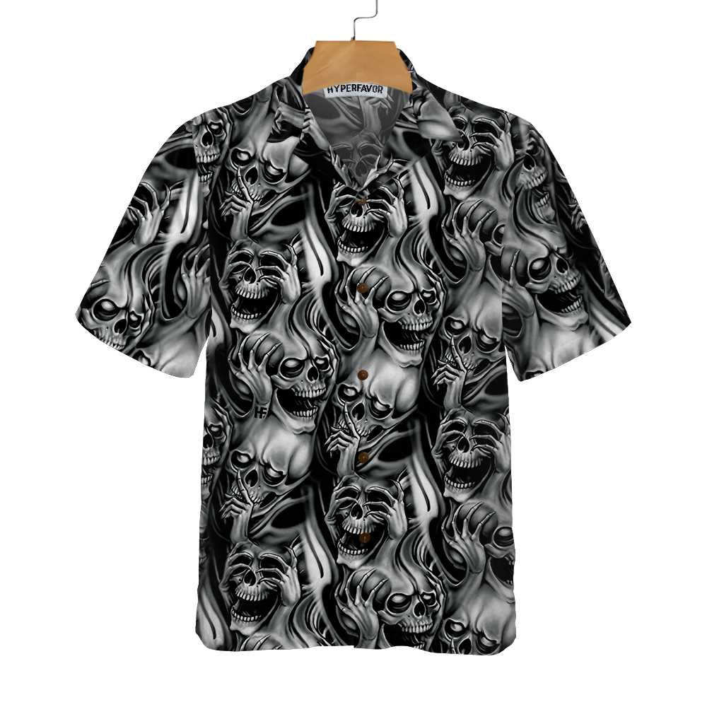 Unique Skull Day Of The Dead Hawaiian Shirt Black And White Mexican Skull Shirt Best Day Of The Dead Gift Aloha Shirt For Men and Women