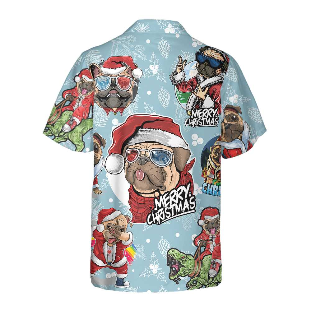 Awesome Xmas Pug Party Christmas Pug Hawaiian Shirt Funny Christmas Gift For Pug Lover Aloha Shirt For Men and Women