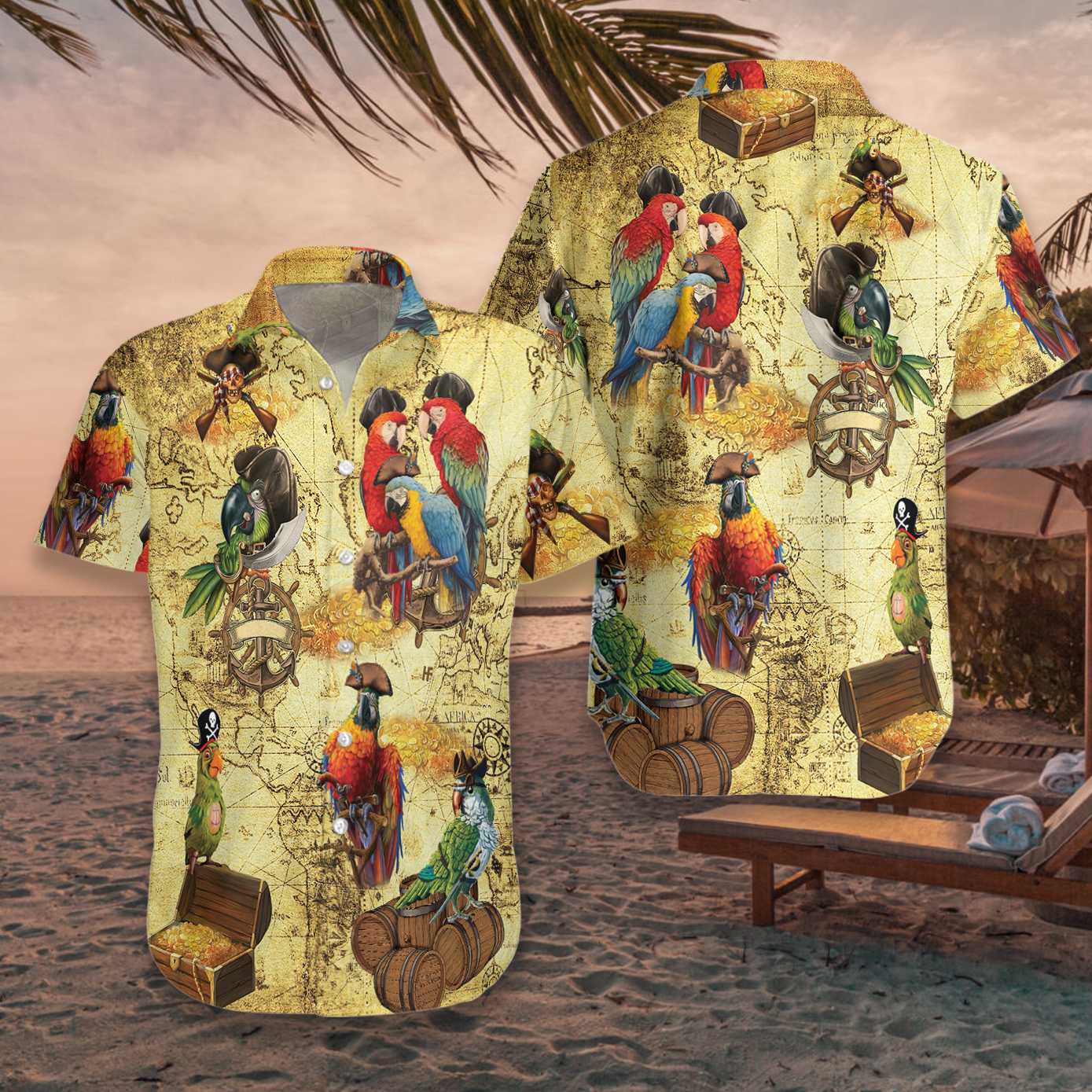 AMAZING PIRATE PARROTS Hawaiian Shirt Aloha Shirt For Men and Women