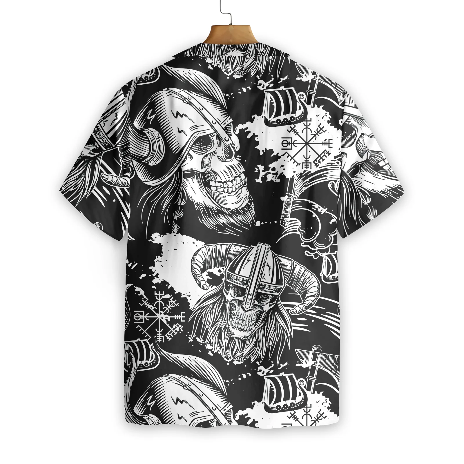 Seamless Pattern Skull In Viking Helmets Hawaiian Shirt Aloha Shirt For Men and Women