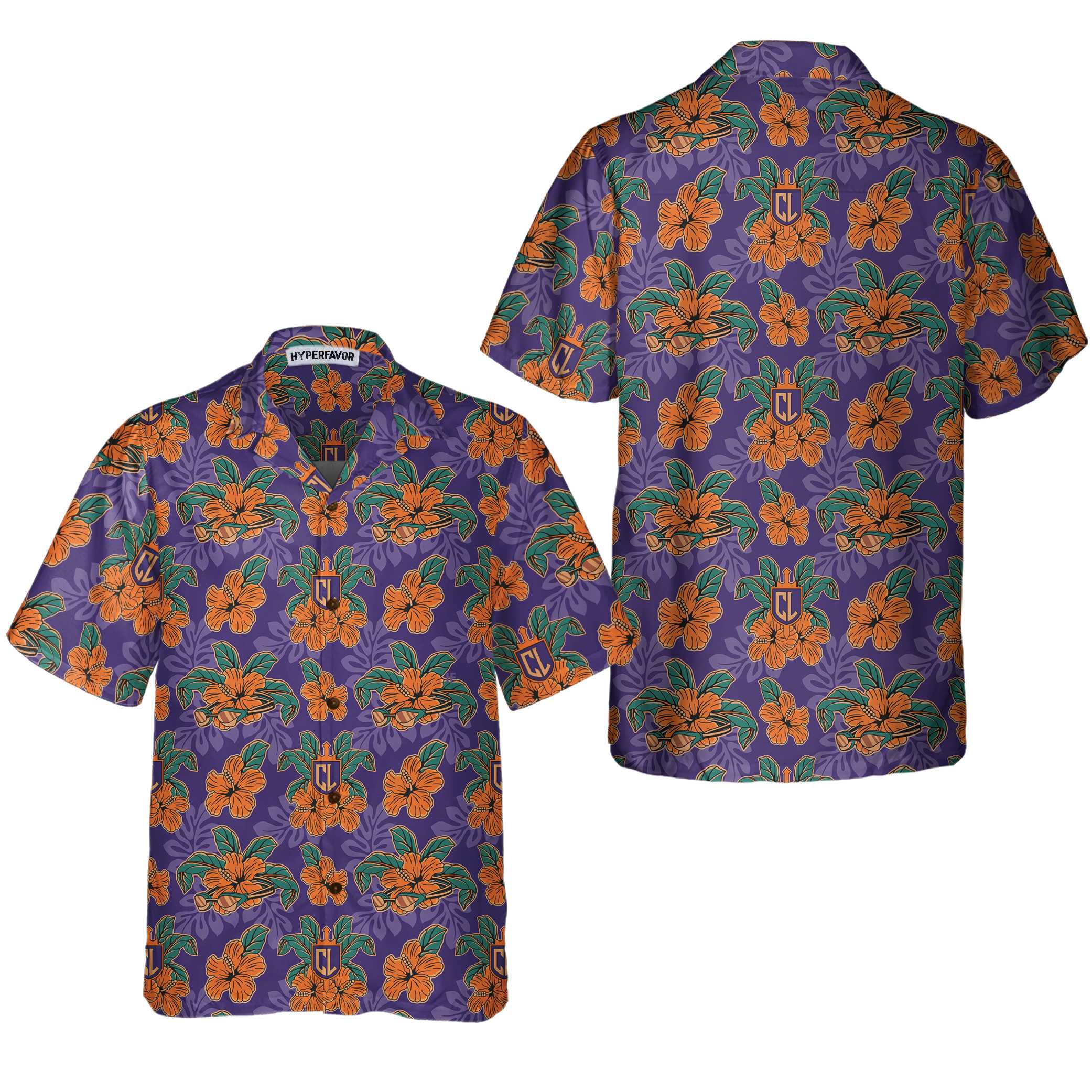 CL Tropical Floral Purple Hawaiian Shirt Aloha Shirt For Men and Women